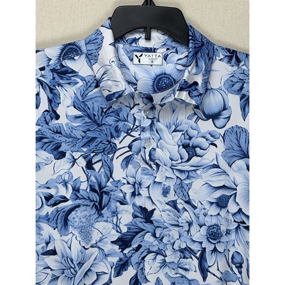 Yatta Golf Polo Shirt Kahakai Polu Blue Short Sleeve Size Men's Small EUC - Picture 2 of 9